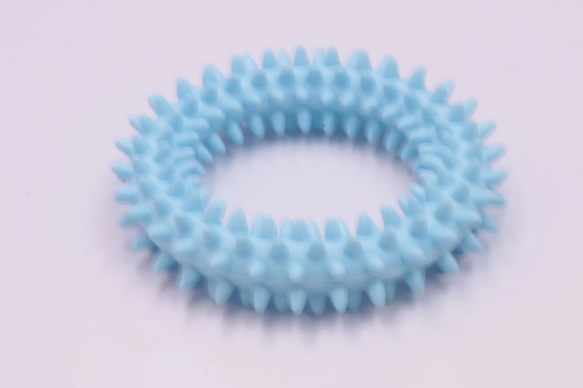 Blue TPR spiky circle ring dog chew toy for dental cleaning and bite training
