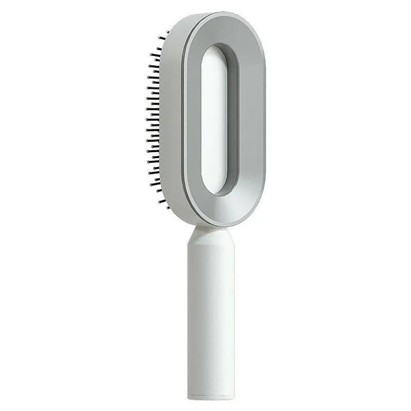 Self-cleaning hair brush with air cushion design and one-key cleaning function in various colour options