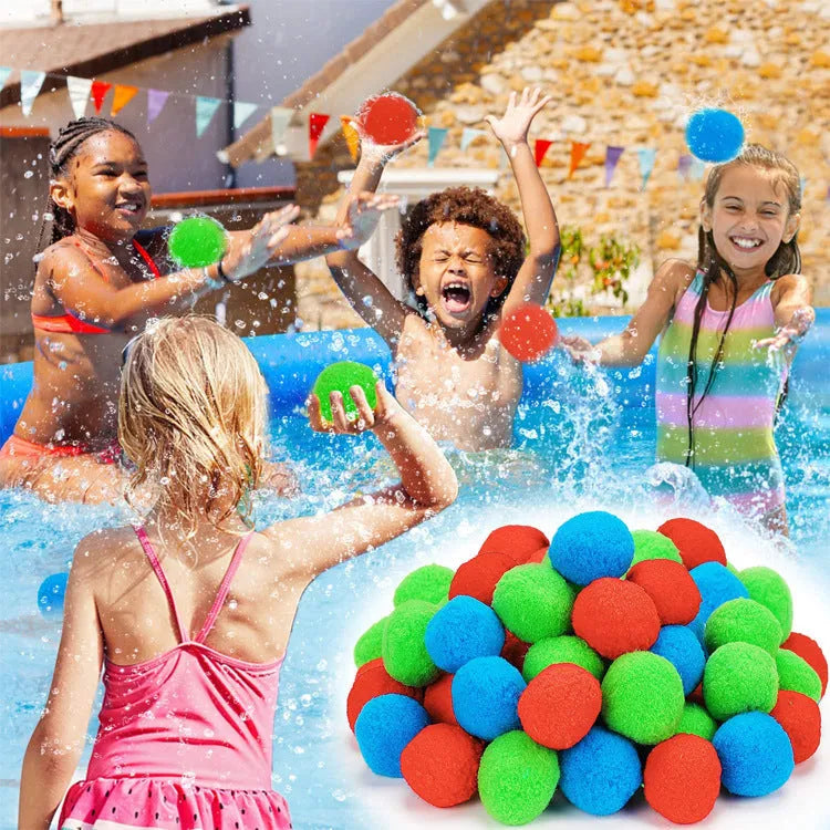Reusable water polo outdoor toy balls, 5cm polypropylene, shown in ten colours
