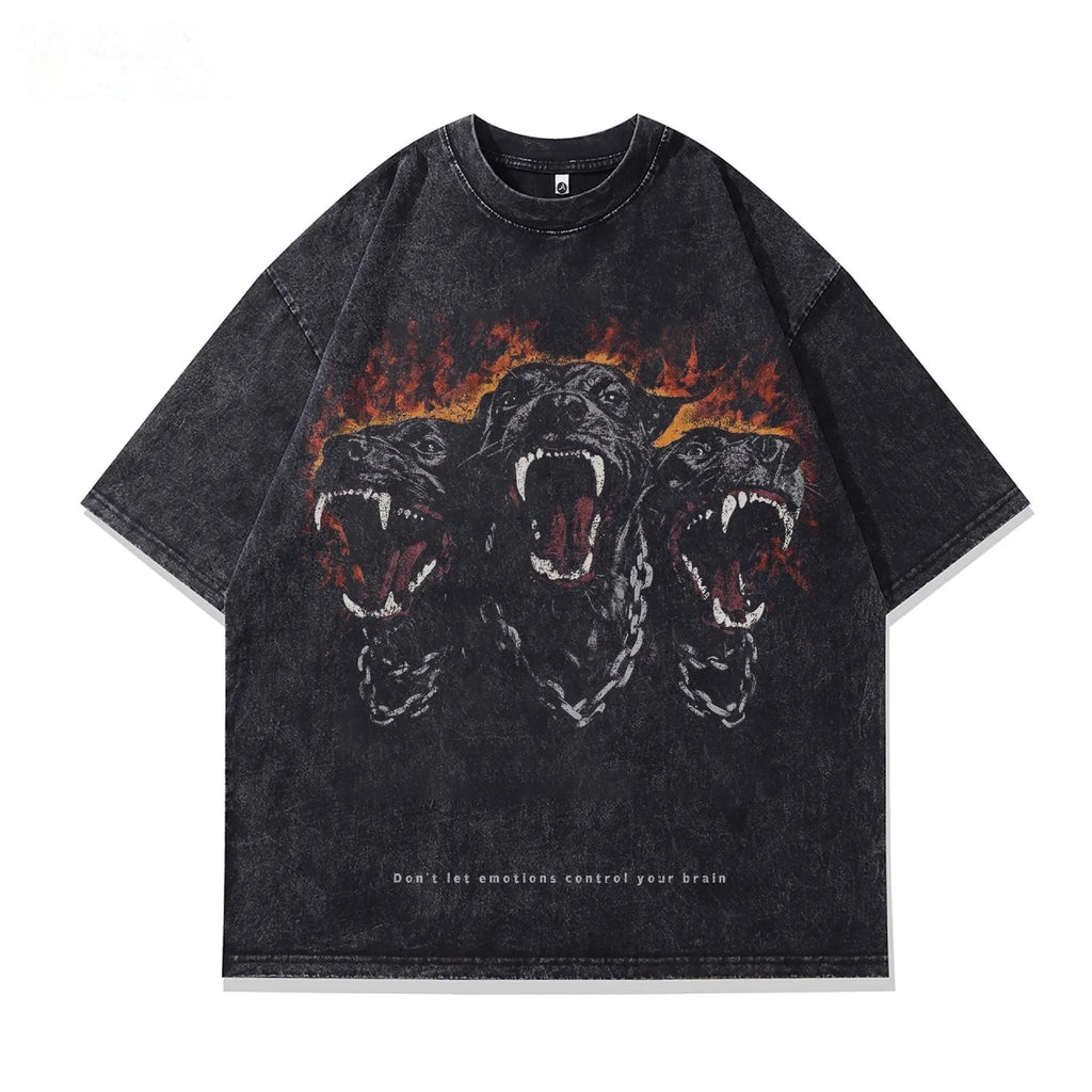 Men's short sleeve cotton T-shirt with character pattern print in loose summer fit