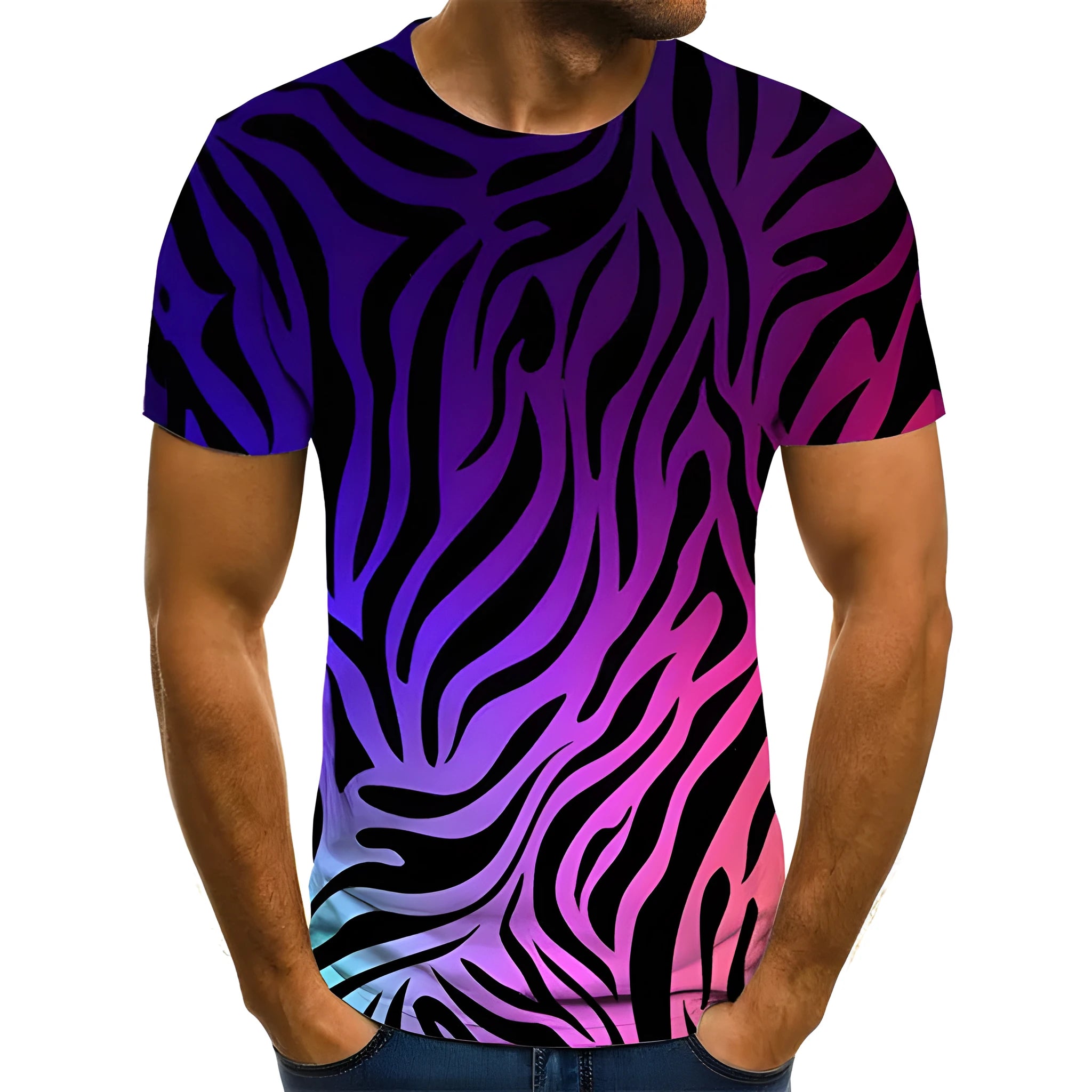 Purple light colour casual men's short sleeve t-shirt made of cloth fabric, loose fit, sizes XXS to 6XL
