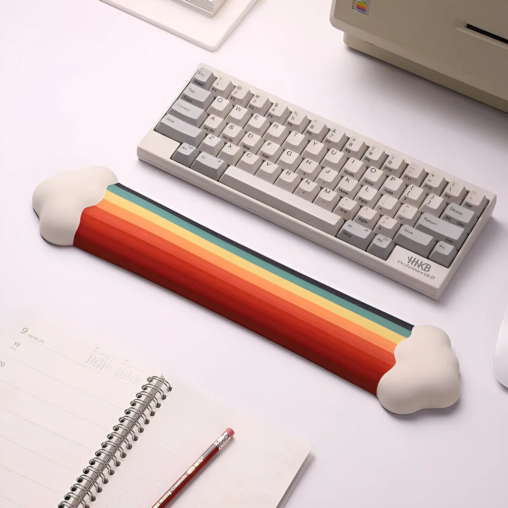 Silicone wrister mouse pad and keyboard support set with cloud pattern designs in choice of four colours