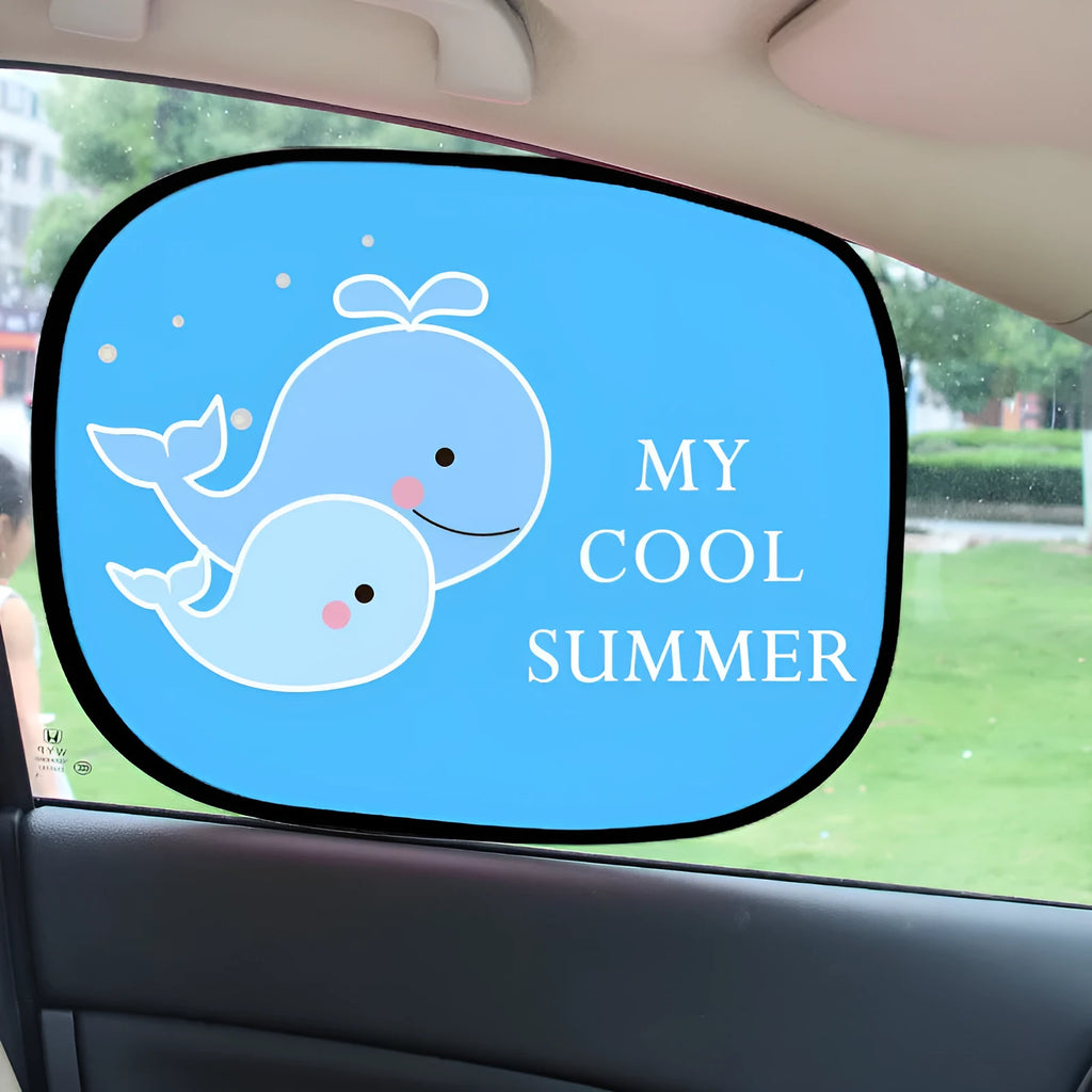 Electrostatic adsorption car side window sunshade with animal designs on nylon mesh