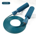 PVC bearing wire fitness skipping rope in peacock blue with black handles