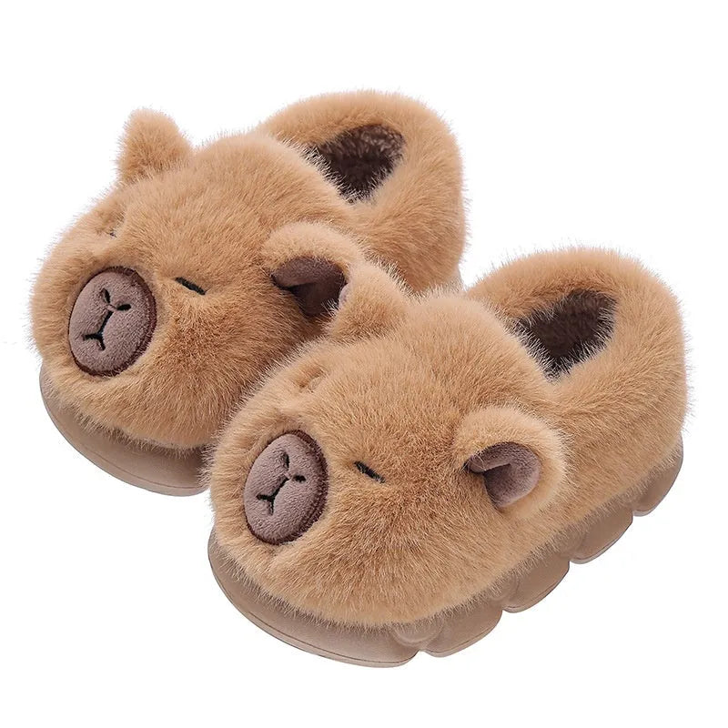 Kappabala winter children's cotton slippers with EVA sole in light coffee colour