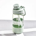 Plastic straw cup with cartoon pattern in grey, green, or pink colour with double-walled heat-resistant construction
