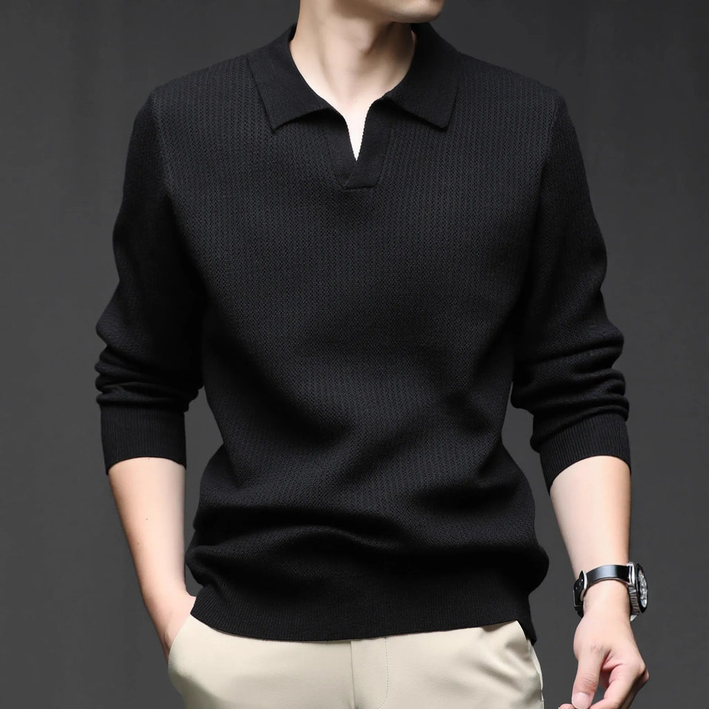 Men's loose pullover sweater in green colour showing casual pullover style and regular thickness fabric