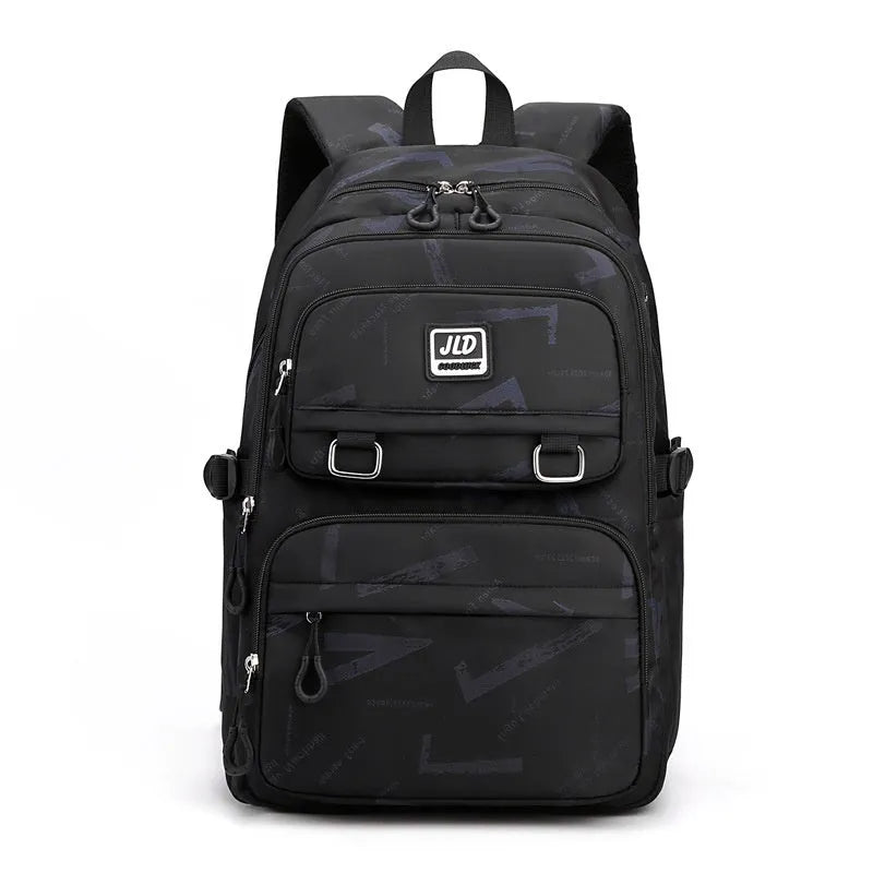 Large capacity nylon school backpack for girls in a choice of colours and geometric patterns.