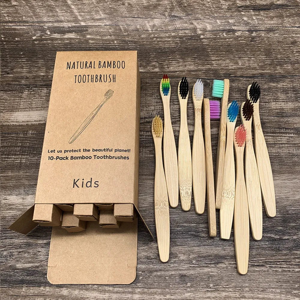 Eco friendly bamboo soft fibre toothbrush with biodegradable handle for adults