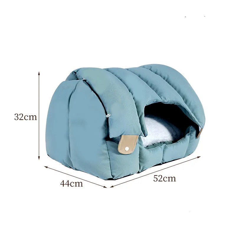 Grey arched cat nest convertible to pet sofa with removable cushion for cats and small dogs