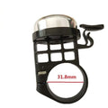 Metal mountain bike hand bell with 31.8mm clamp in silver finish