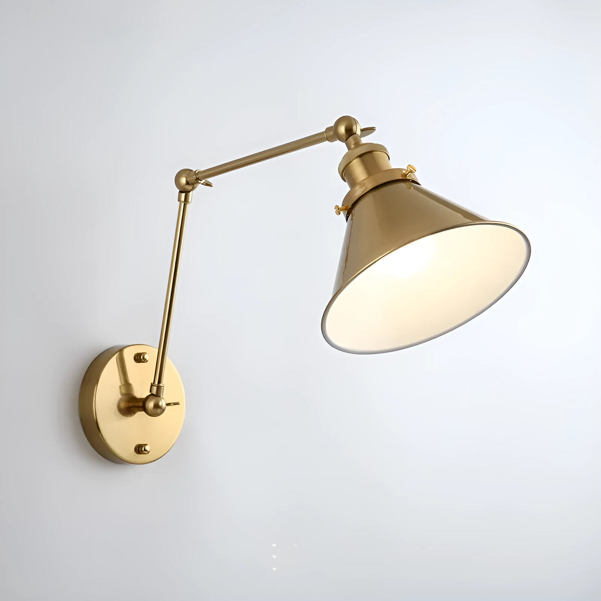 Rocker arm wall lamp with folding retractable arm, iron shade, available in black, gold, or half rust, 220V
