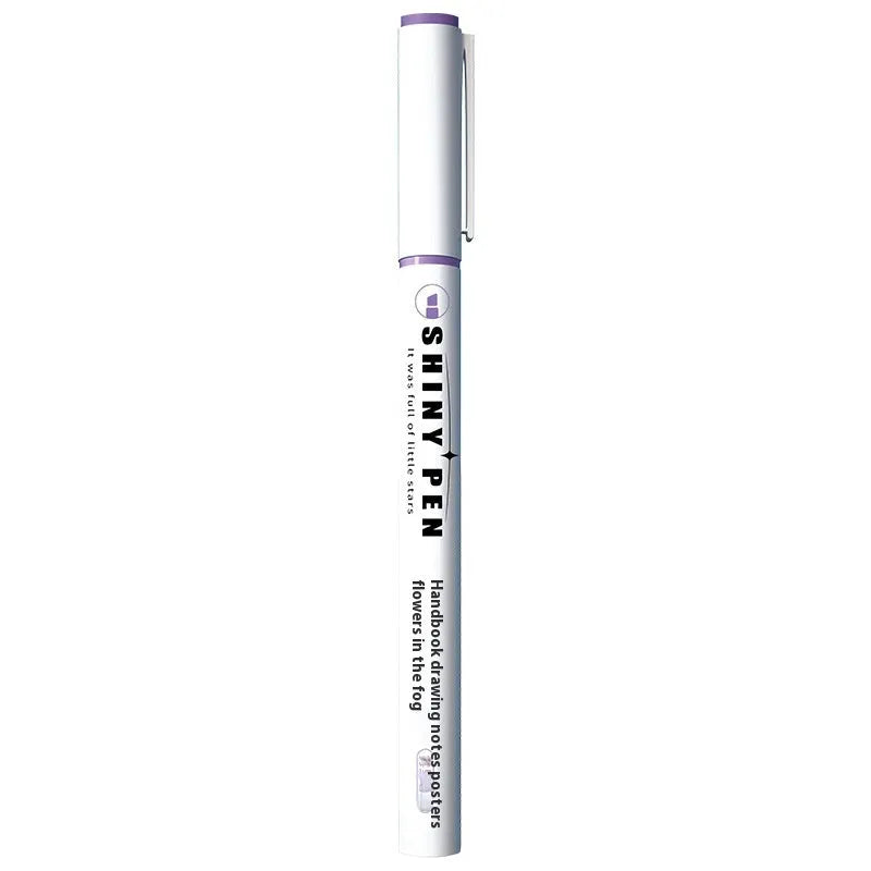 Set of four glitter fluorescent highlighter pens with slanted tips in assorted colours.