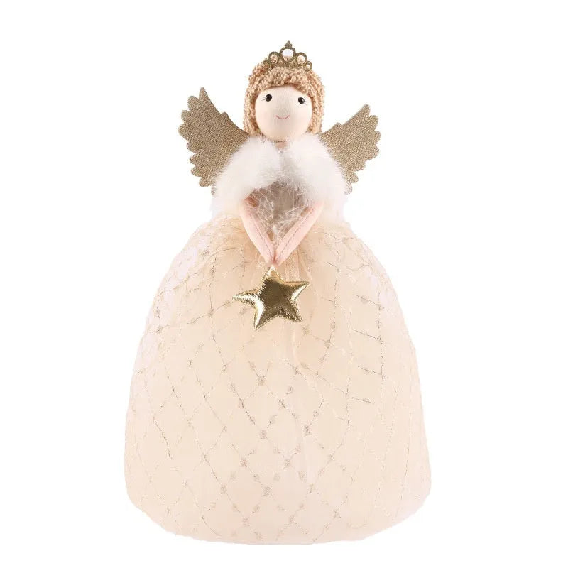 Ins cute angel little girl doll ornament in gold or light grey, non-woven fabric, 26x15cm