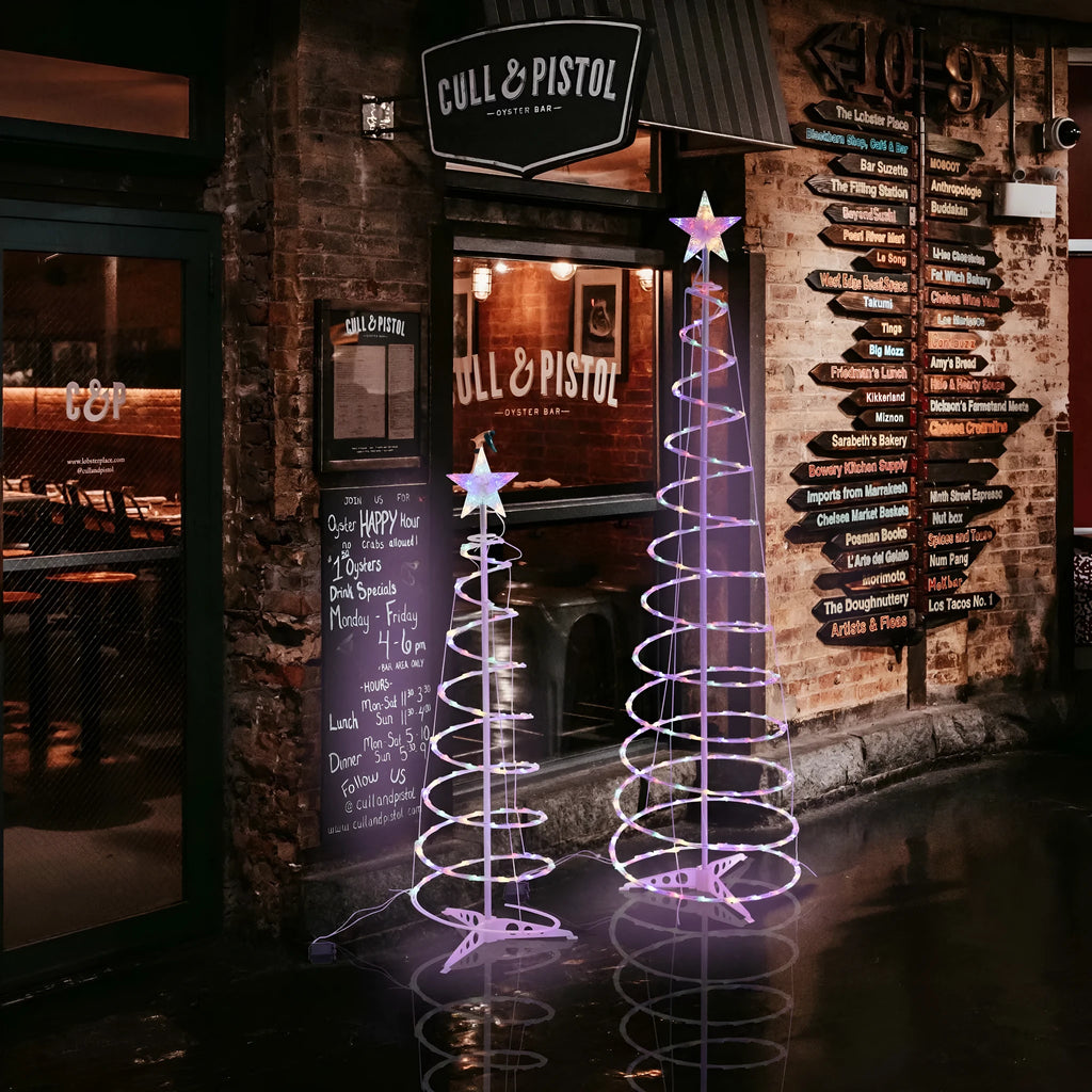 6FT LED spiral Christmas tree light set with remote control for indoor and outdoor decoration