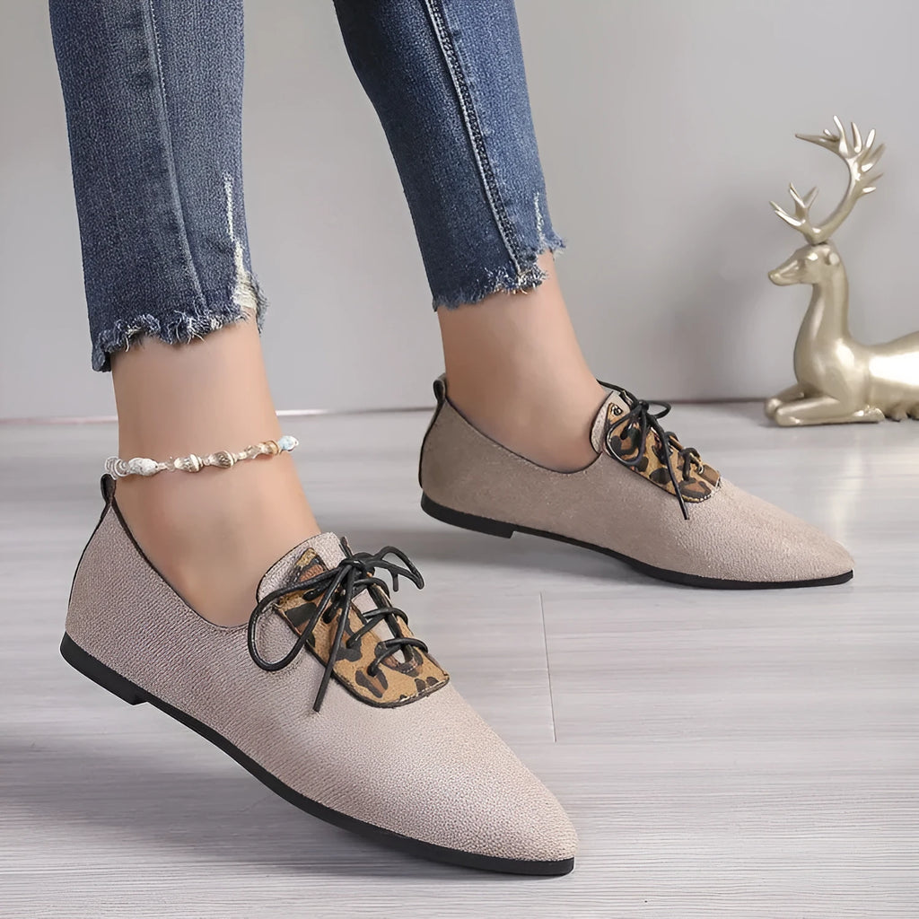 Beige leopard print pointed toe pumps for women in plus sizes 36 to 43