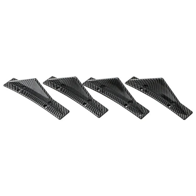 Four triangle car rear spoilers in bright black finish with flat plane design