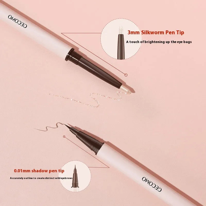 Dual-ended liquid eyeliner pen with stereoscopic star eyes design and pearlescent finish