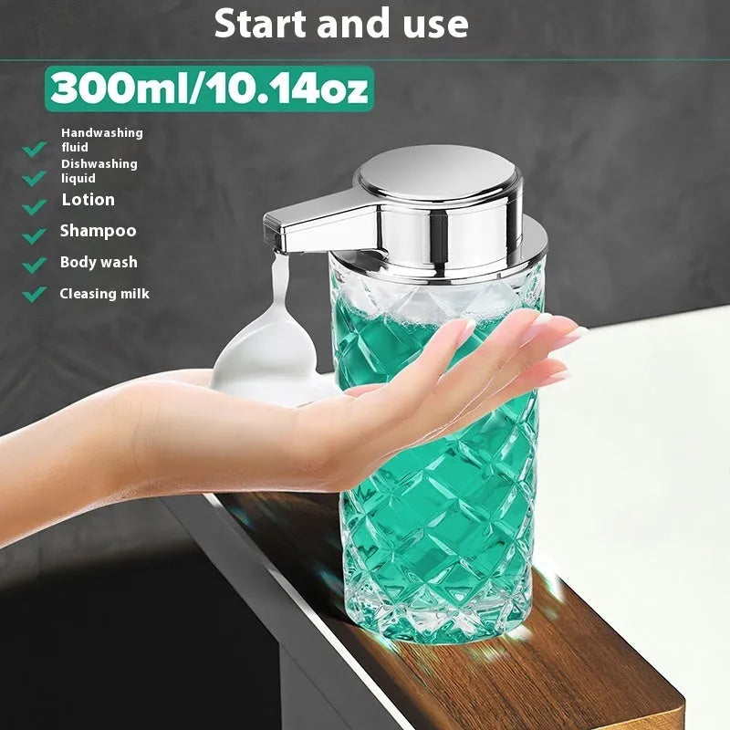 Automatic intelligent soap dispenser with sensor, Type-C port, and PET silver-plated shell.