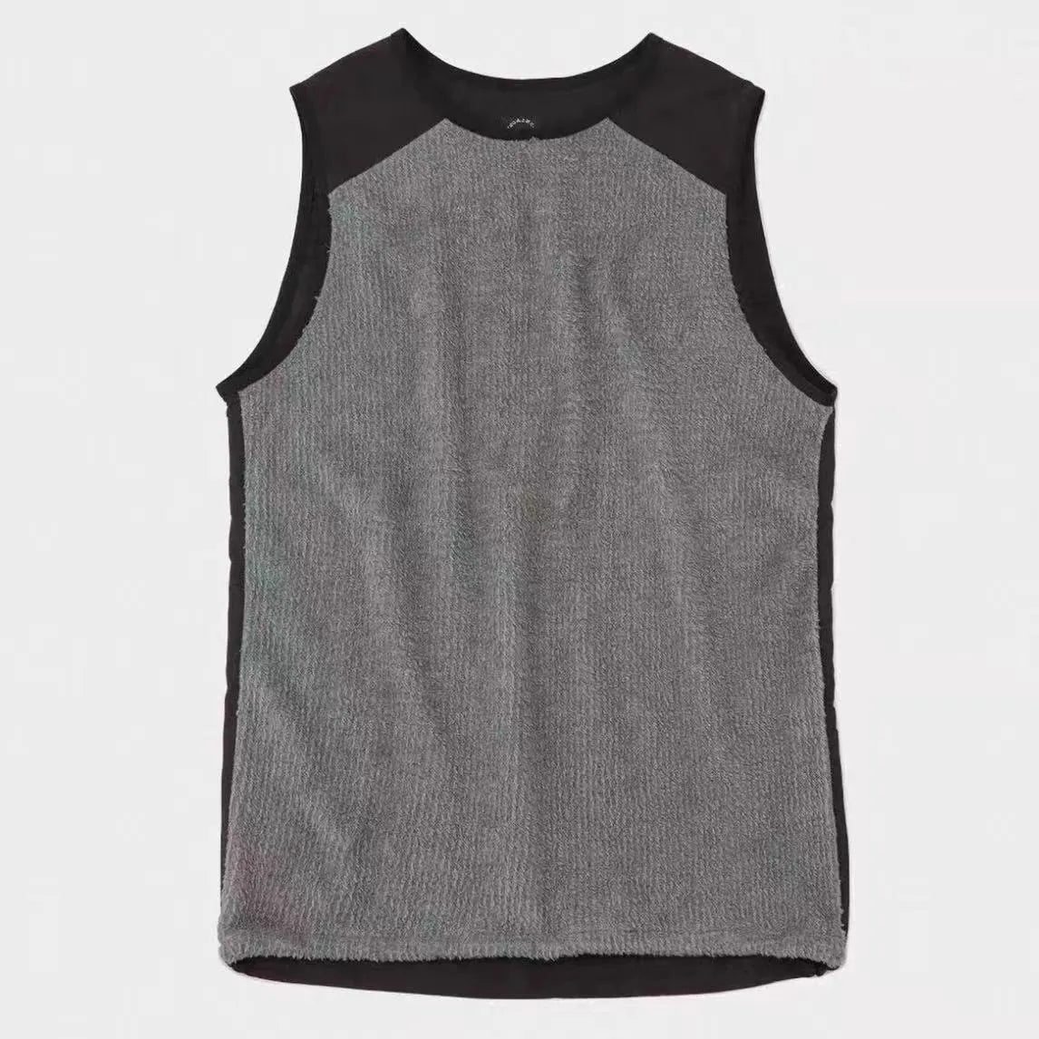 Men's black or gray fleece lined thermal vest, sleeveless loose fit, sizes S to XL