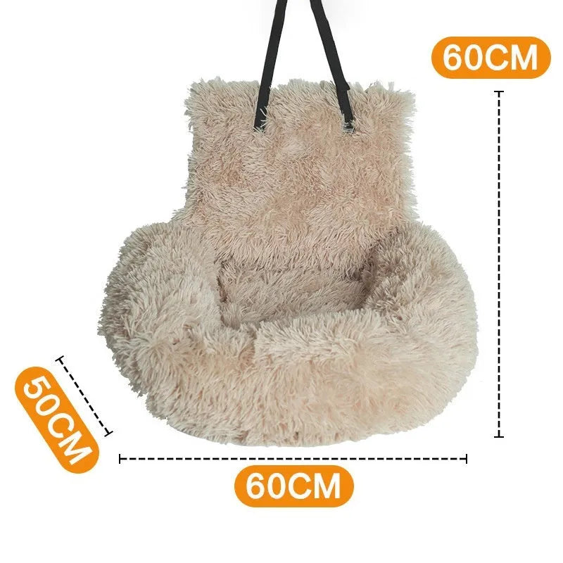 Removable cloth portable car kennel seat for dog in beige colour with S M XL size codes