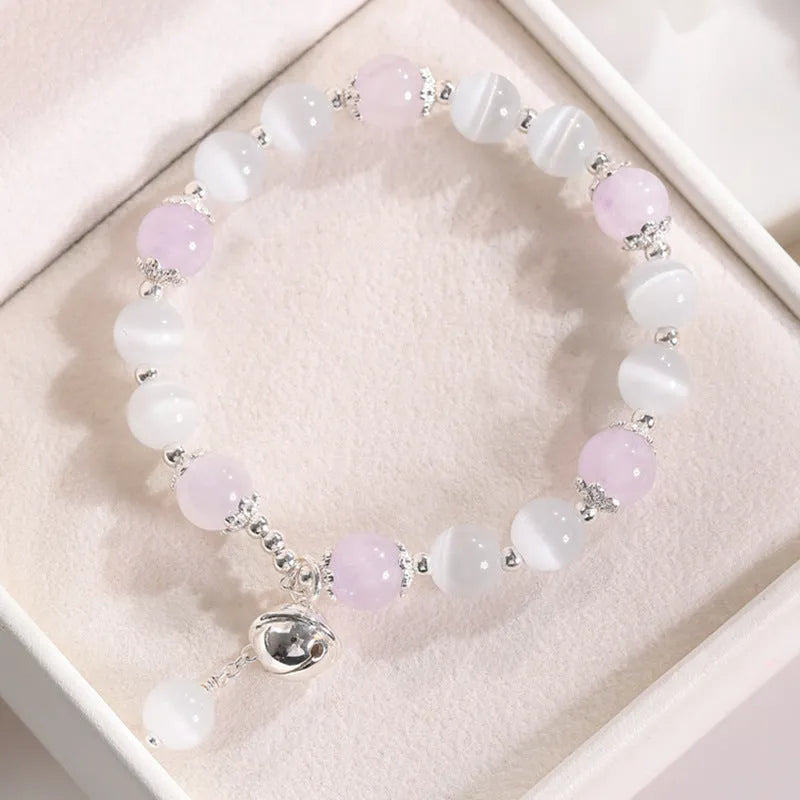 Electroplated opal beaded bracelet for women with diamond-shaped beads in various colours
