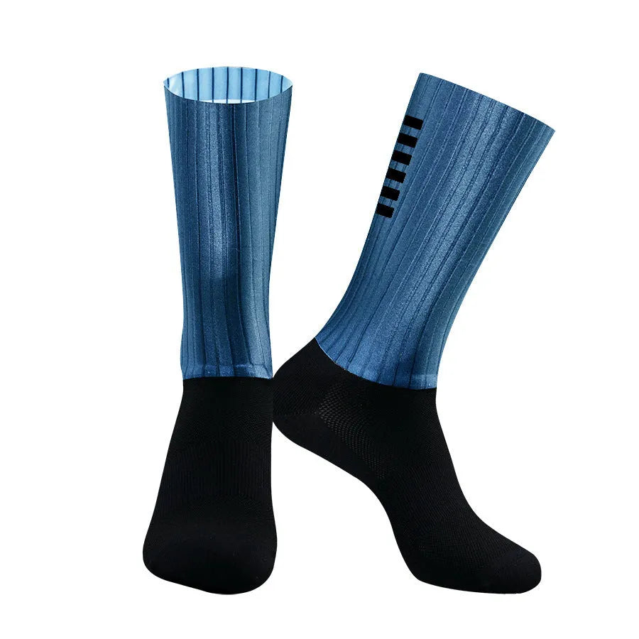 Athletic sports socks for running and cycling in orange, black, purple, white, grey or dark blue