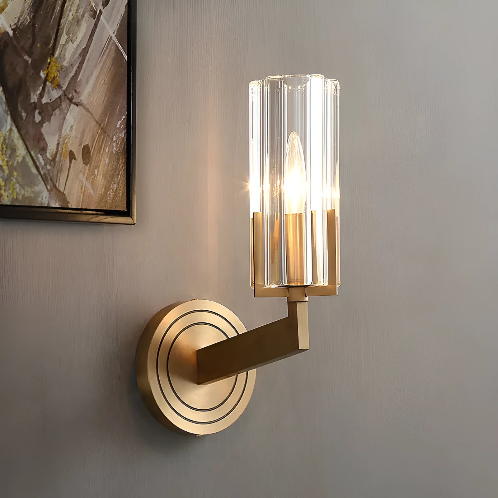 Copper wall lamp with minimalist Nordic design and single head configuration