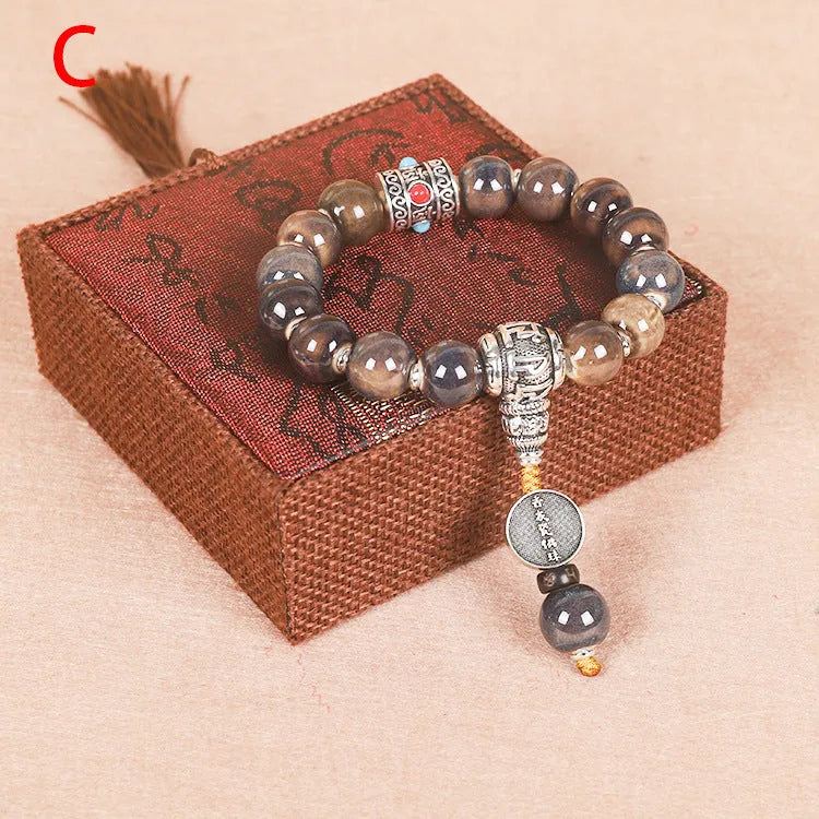 Men's gradient ceramic chain bracelet in coloured glaze with six colour types.
