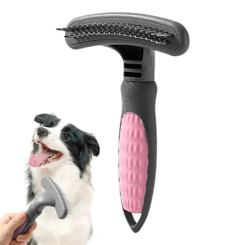 Pet grooming comb with stainless steel teeth and coloured ABS handle for cats and dogs