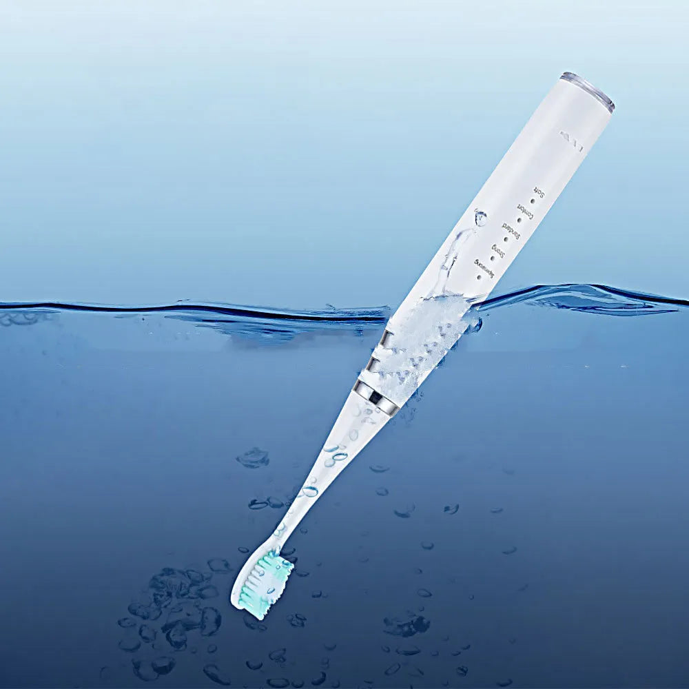 USB electric toothbrush with magnetic suspension motor in black or white, with optional 18mm or 20mm brush heads.