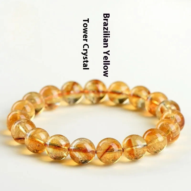 Natural yellow citrine gemstone bracelet with geometric beads in multiple size options
