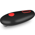 Black electric can opener gadget for opening cans, jars, and bottles