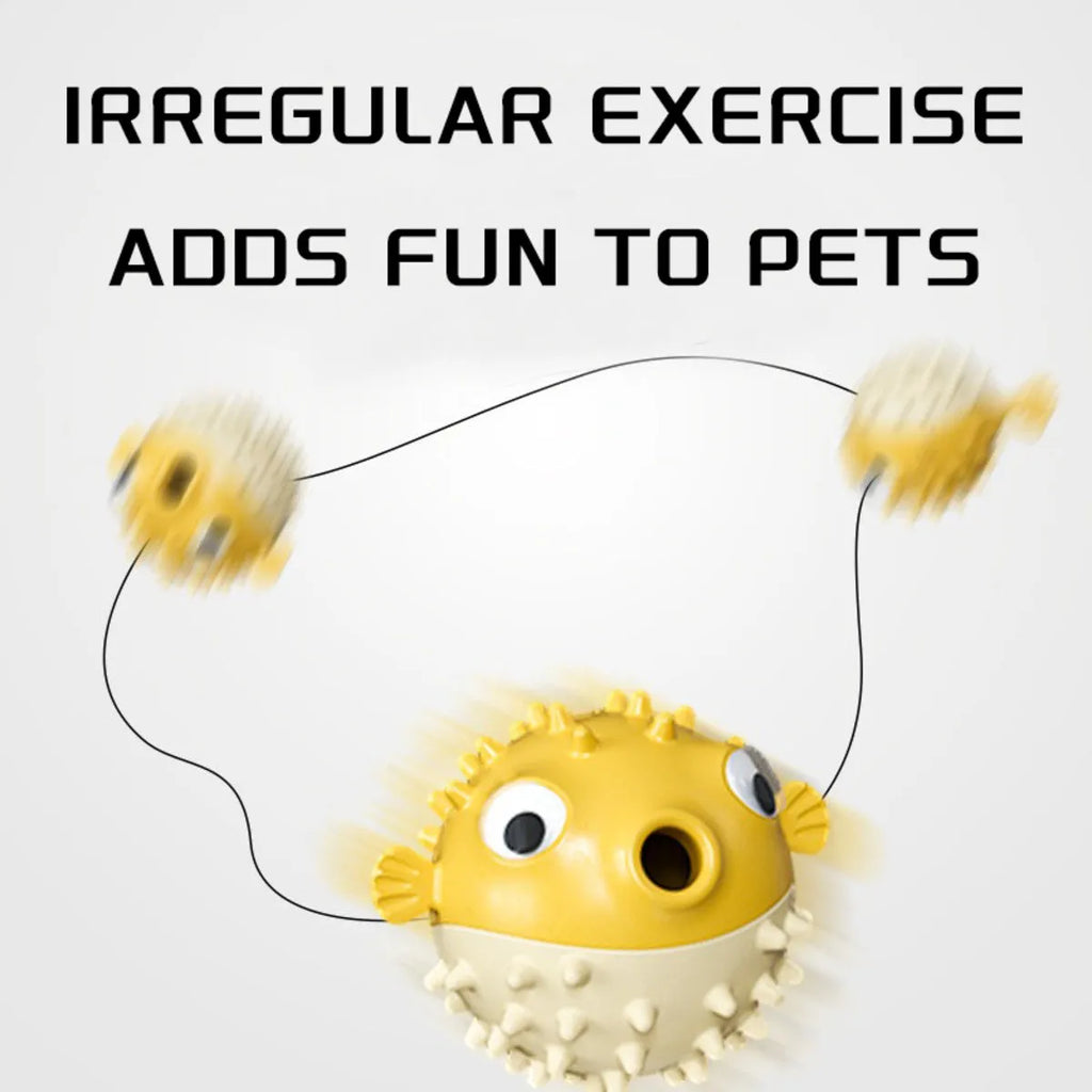 Yellow fish-shaped durable vinyl dog chew toy with textured surface for aggressive chewers.