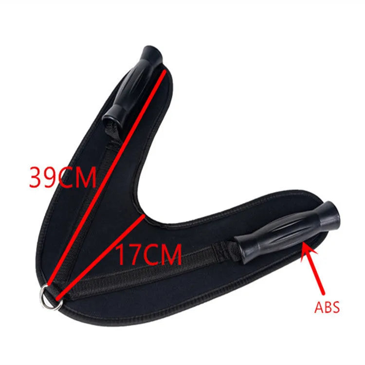 Black nylon handle belt with double grip PVC handle, D-ring, 400mm x 350mm x 7mm, 200KG bearing range.
