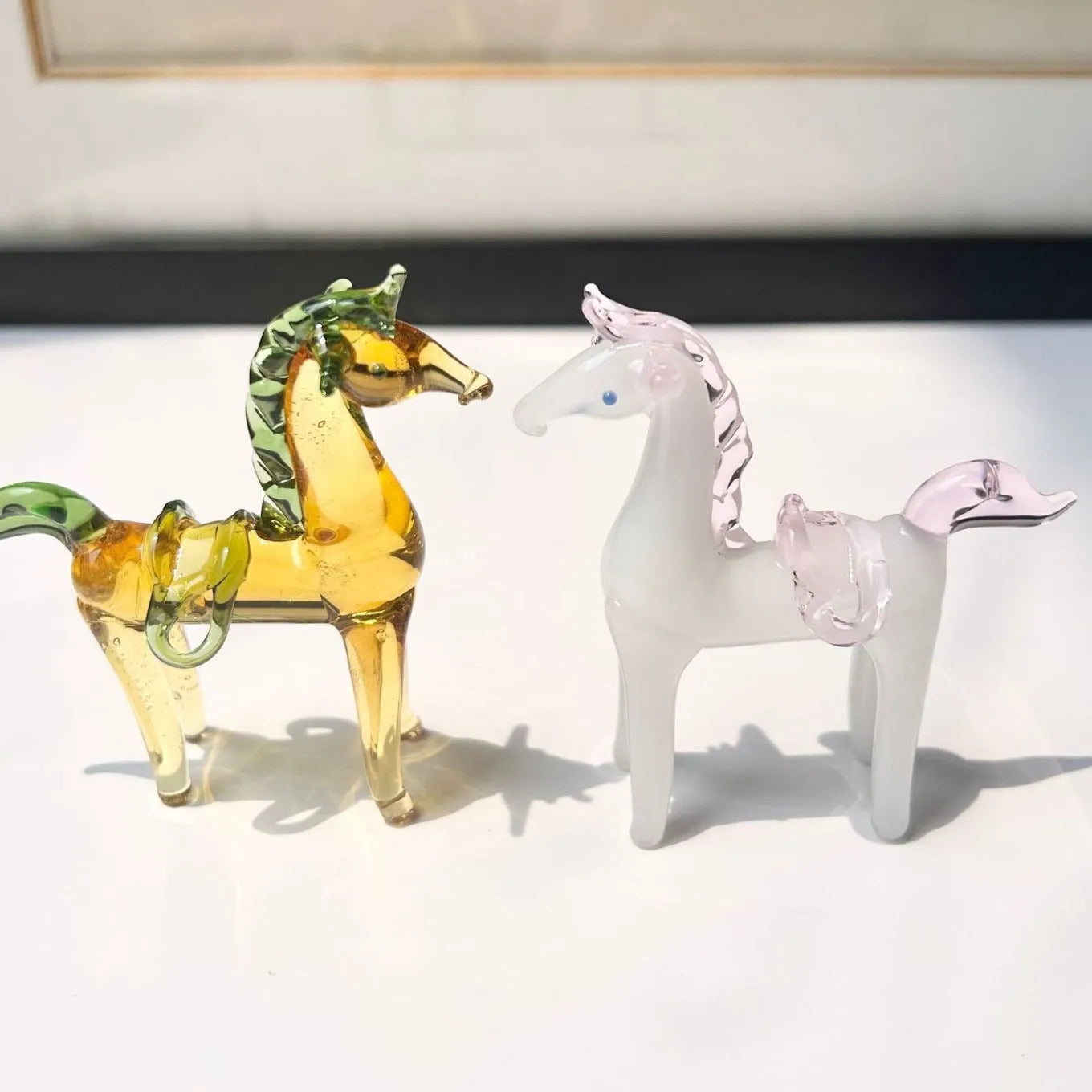 Glazed horse figurine office decoration in modern minimalist style with coloured glaze finish