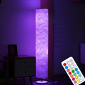 Smart RGB remote control folding floor lamp with stainless steel body and fabric shade, 1520mm adjustable height