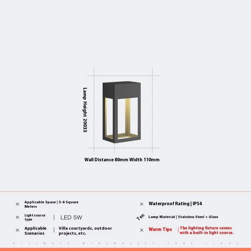 Outdoor stainless steel wall lamp IP54 350x150x100mm for villa exterior