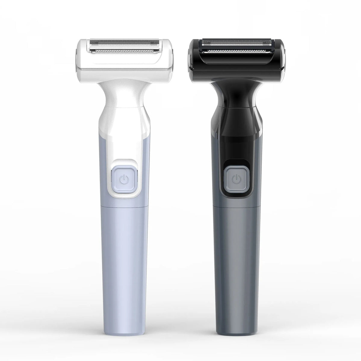 Electric hair trimmer and shaver in blue or black, fully washable ABS body, dry battery powered, for women and men