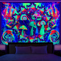 Fluorescent Tree of Life mushroom print polyester tapestry wall hanging in picture colour