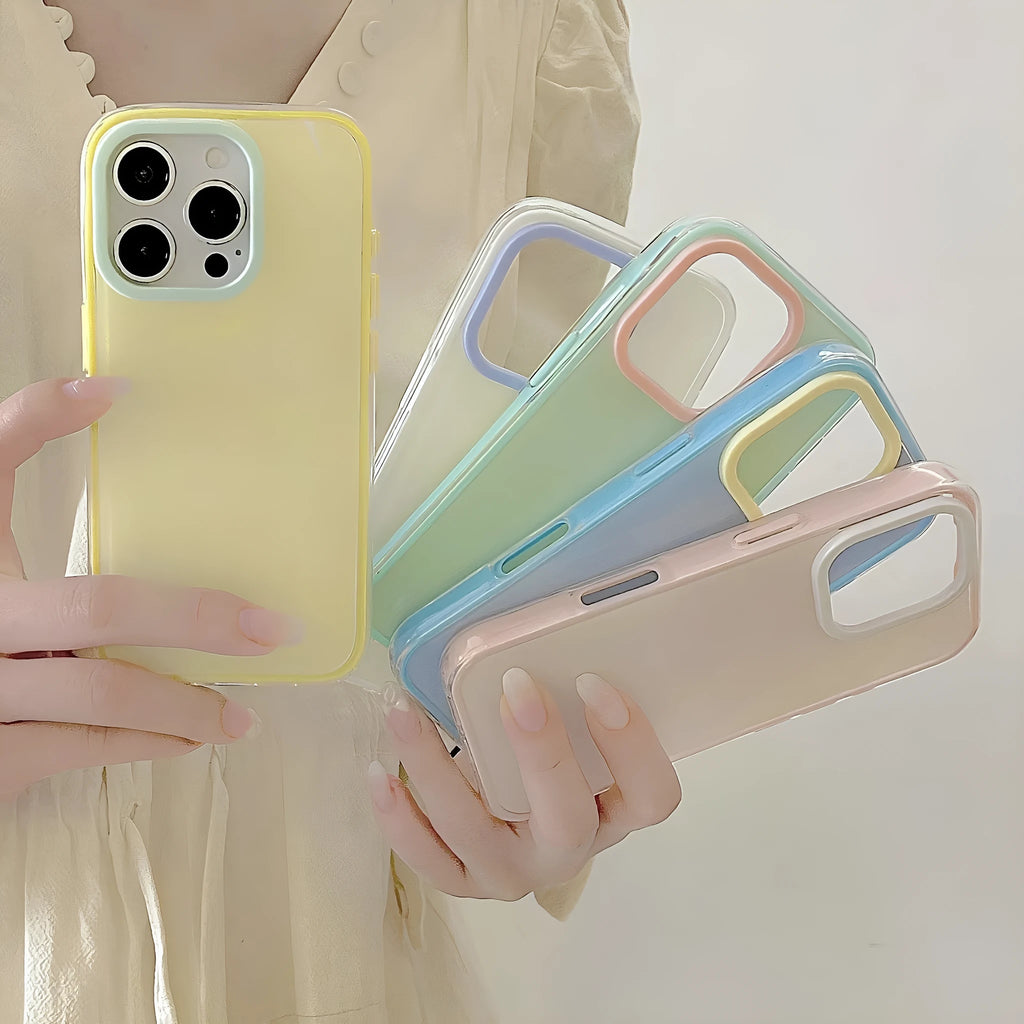 Simple solid colour jelly silicone all-inclusive phone case for iPhone models on a white background.