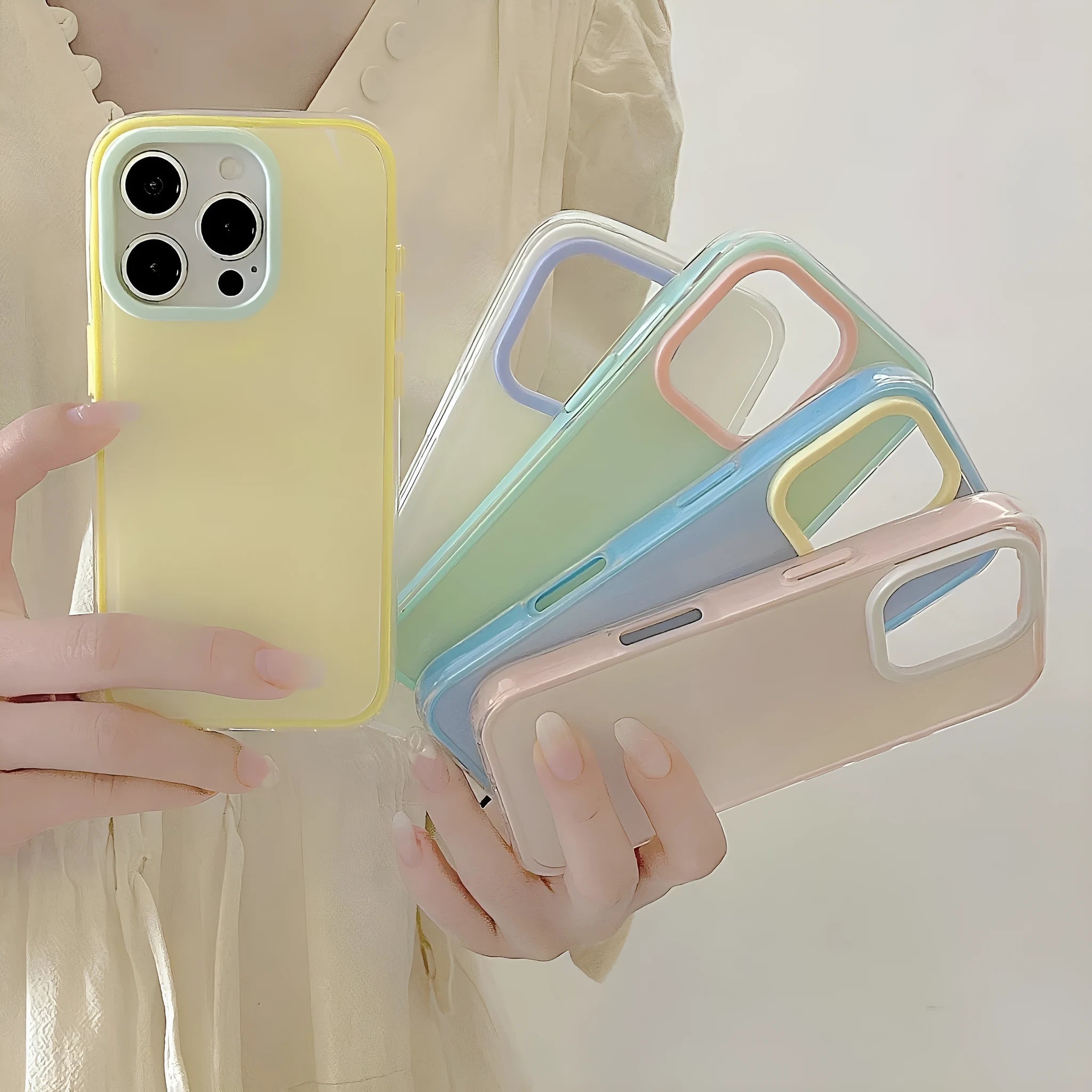 Simple solid colour jelly silicone all-inclusive phone case for iPhone models on a white background.