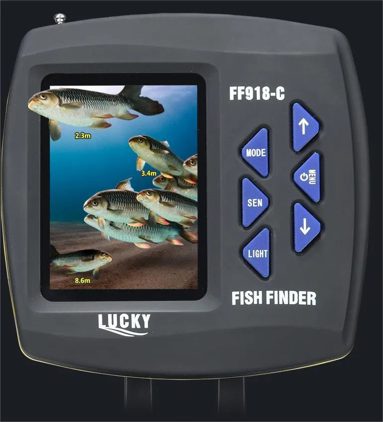 Wireless sonar fish finder with 3.5 inch colour display, 125Khz sonar, and bracket for outdoor fishing in muddy water