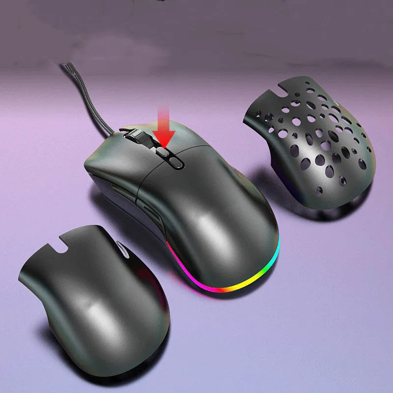M88 hollow wired wireless gaming mouse with black shell and USB receiver