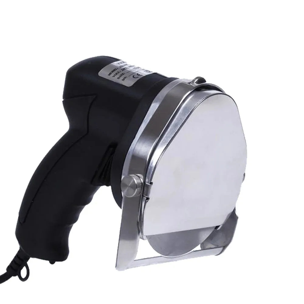 Black electric meat cleaver for turkey barbecue machine with 80W power and adjustable 0-3.3 inch cutting range.