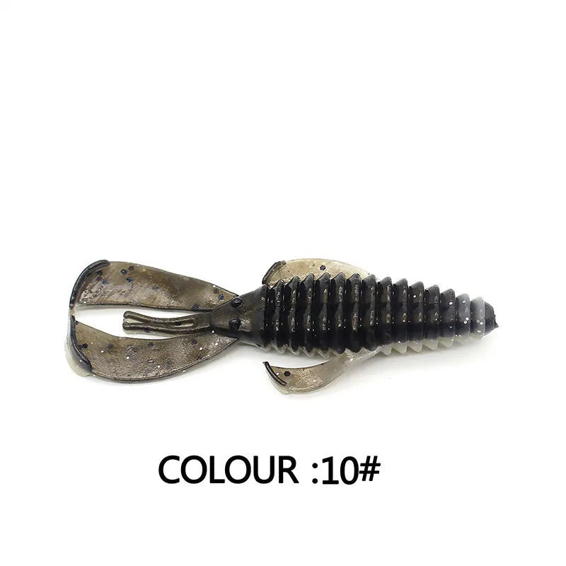 PVC soft bait fishing lure in various colours showing 8cm and 12cm size options