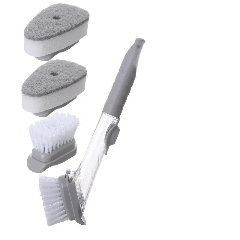 2 in 1 long handle cleaning brush with removable head and sponge for kitchen dishes