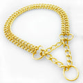 304 stainless steel explosion-proof pet collar in steel colour on plain background showing chain link structure