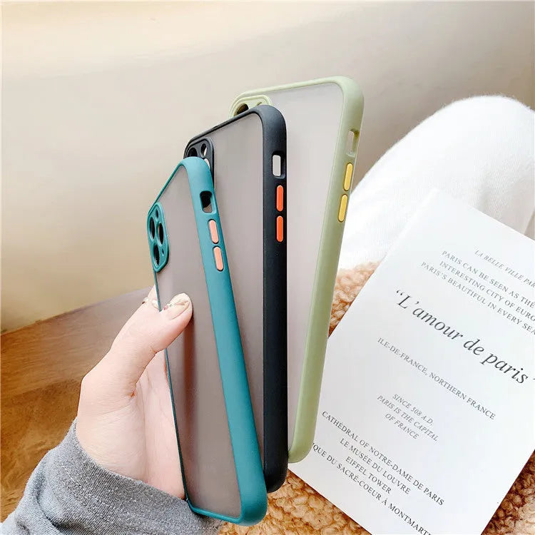 Frosted transparent TPU silicone phone case back cover for iPhone, colour black, business style