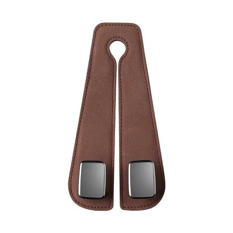 Car seat hook with alloy metal construction and suede protection in black colour